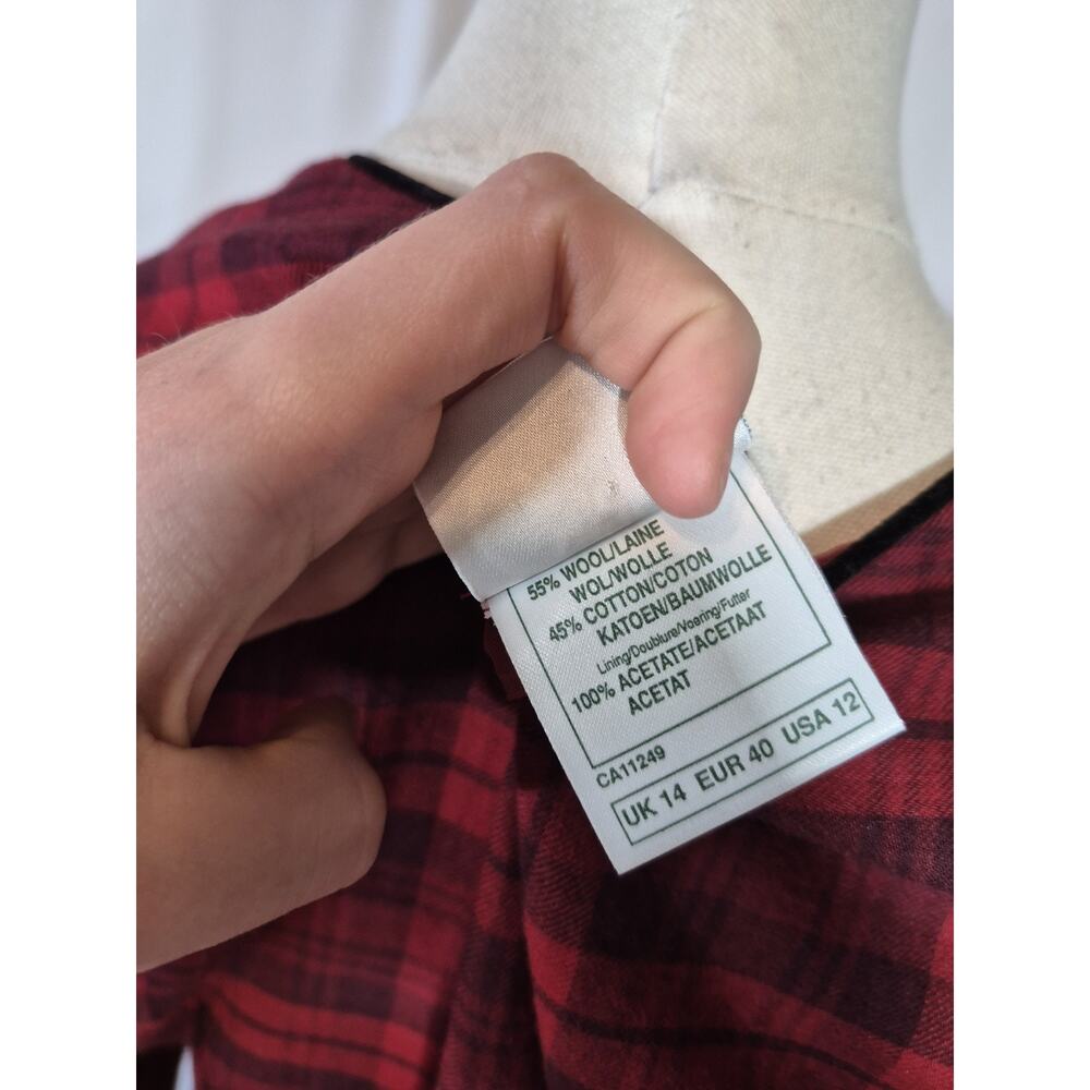 Vintage Laura Ashley Red Plaid Wool Blend Tartan Midi Dress US 12 - Picture 12 of 12